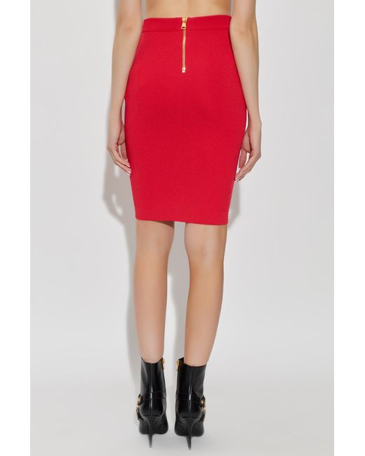 Balmain Red Button Mini Skirt
