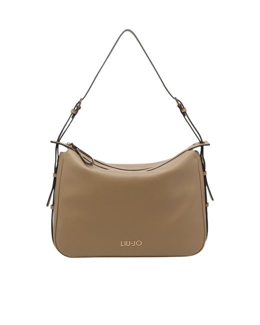 Liu Jo Gray Logo Zip Shoulder Bag