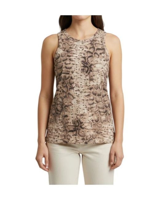 Pinko Brown Snakeskin Racer Tank Top