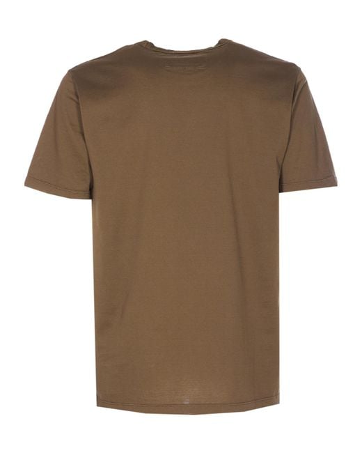 C P Company Brown Gasato Short Sleeved Logo Jersey T-Shirt for men