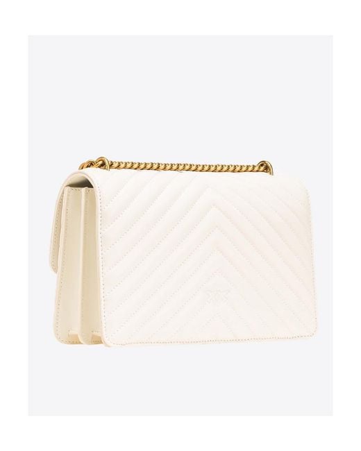 Pinko Natural Classic Love One Chevron Crossbody Bag