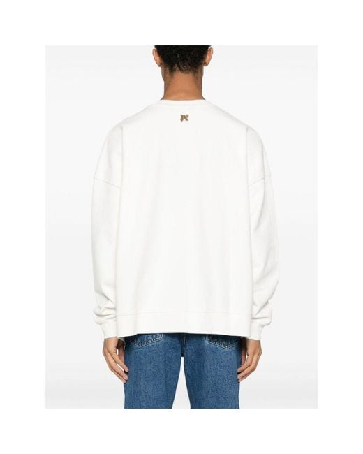 Palm Angels White Flamed Cotton Sweatshirt for men