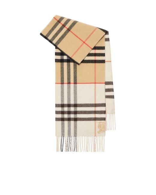 Burberry Natural Checked Fringed Scarf