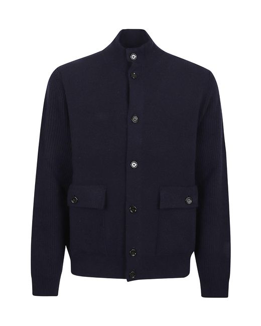 Lardini Black High-Neck Buttoned Knitted Cardigan for men