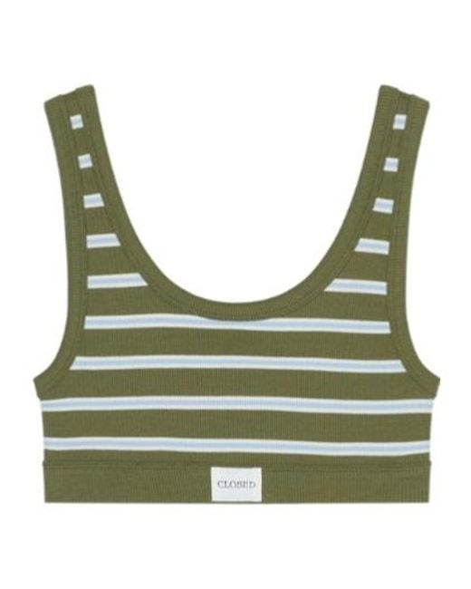 Closed Green Ribbed Cotton Bralette