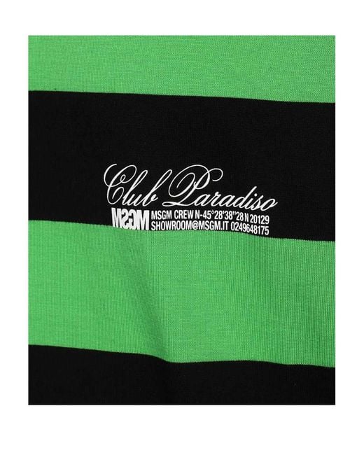 MSGM Green Club Paradiso Stripe T-Shirt for men