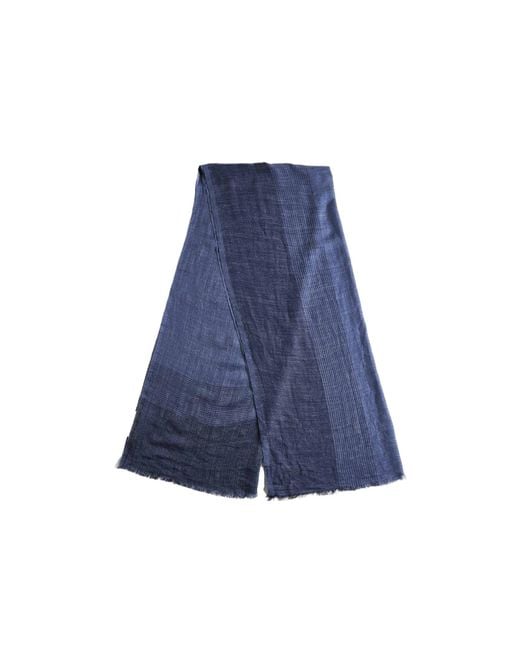 Brunello Cucinelli Blue Frayed Edge Scarf for men
