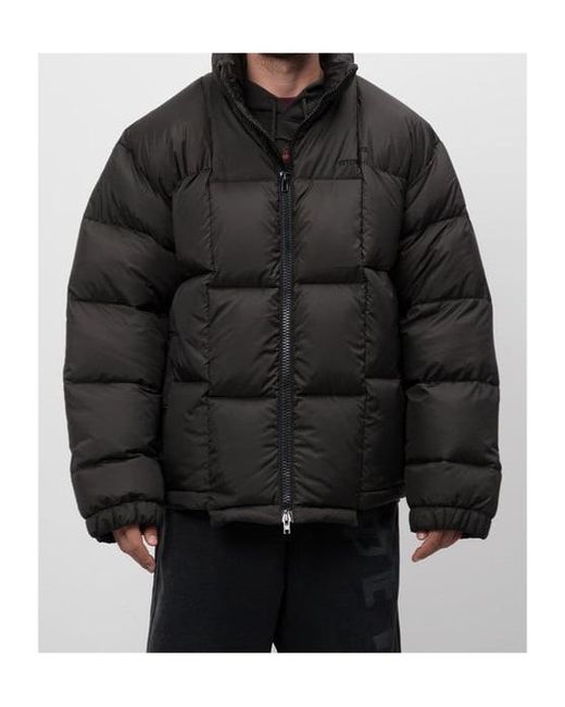 Vetements Black Logo Embroidered Zip-Up Padded Jacket for men