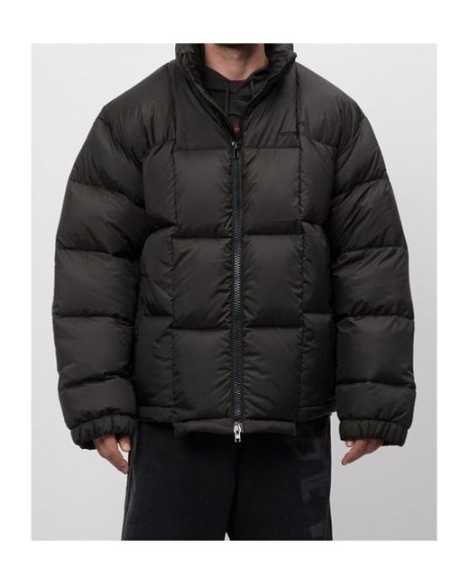 Vetements Black Logo Embroidered Zip-Up Padded Jacket for men