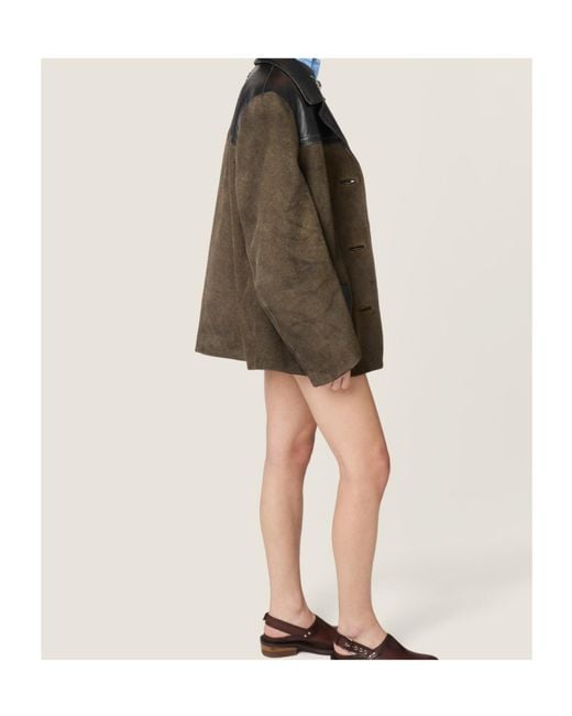 Miu Miu Brown Panelled Button-Up Jacket