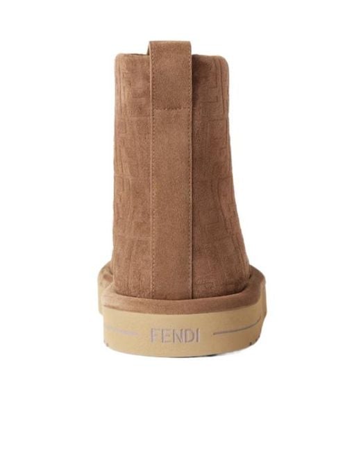 Fendi Brown Ff Motif Ankle Boots for men