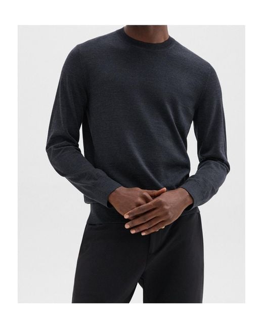 Theory Blue Crew-Neck Pullover Jumper for men