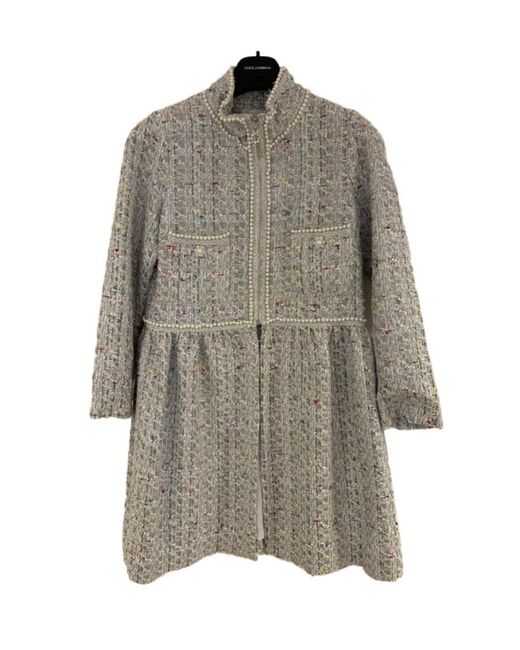 Edward Achour Paris Gray Tweed Logo Casual Jacket
