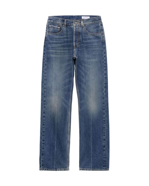 McQueen Blue Logo Patch Straight-Leg Jeans for men