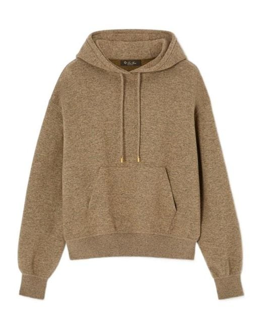Loro Piana Natural Drawstring Knitted Hooded Jumper