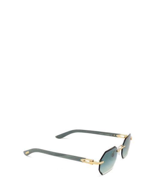 Cartier Green Geometric Frame Sunglasses