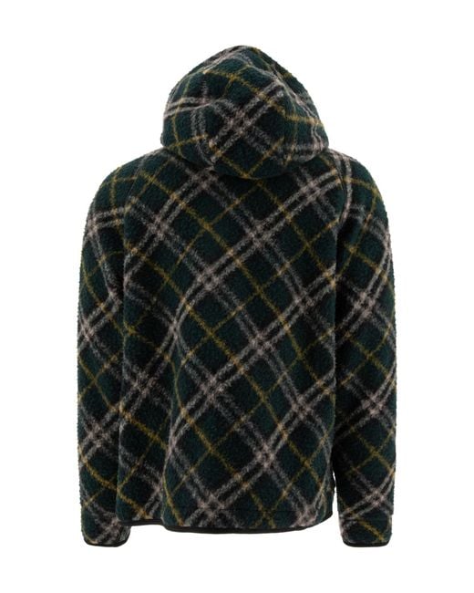 Burberry Black Checked Hooded Zip-Up Jacket for men