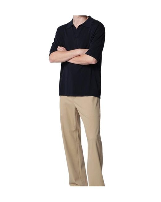 Roberto Collina Blue Drop-Shoulder Polo Shirt for men
