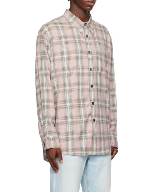 AMI Gray Checked Long-Sleeved Shirt for men