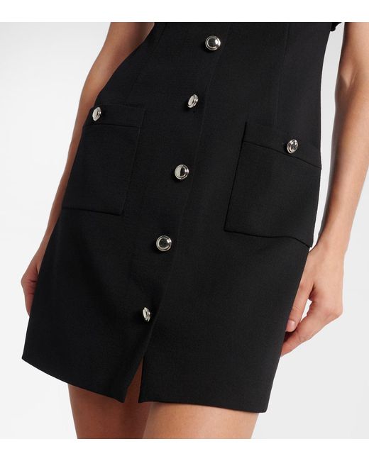 Alessandra Rich Black Bow-Detail Wool-Blend Crepe Minidress