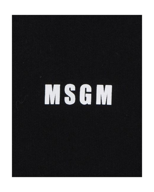 MSGM Black Logo Printed Crewneck Sweatshirt for men