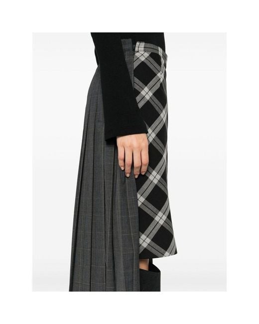 Balenciaga Gray Panelled Pleated Skirt