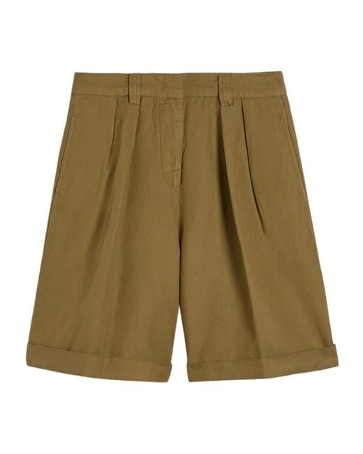 Aspesi Green Pleated Bermuda Pants