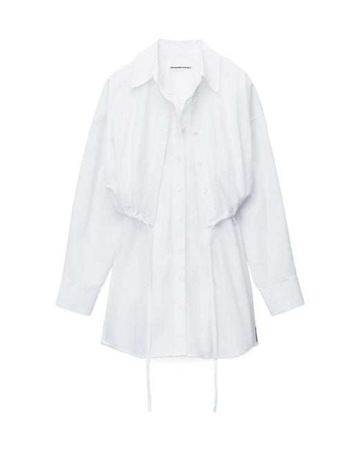 T By Alexander Wang White Layered Mini Shirtdress