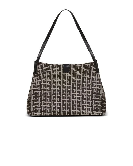 Balmain Black Monogram Jacquard Medium Release Shopper Bag