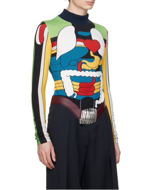Jean Paul Gaultier Gray Printed Long-Sleeved Top