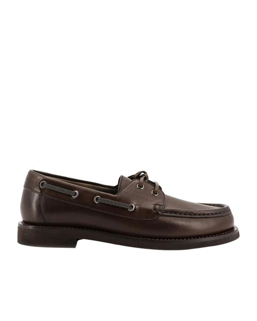 Brunello Cucinelli Brown Round-Toe Loafers