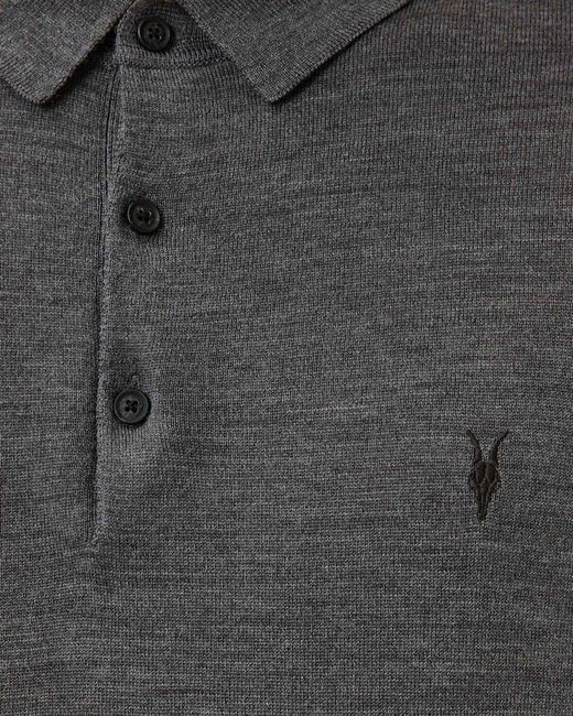 AllSaints Gray Long-Sleeve Polo Shirt for men