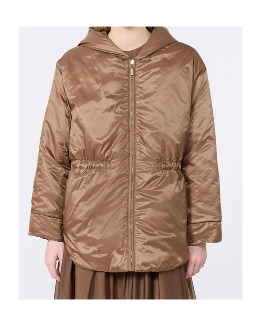 Max Mara Brown The Cube Charme Zip-Up Drawstring Coat