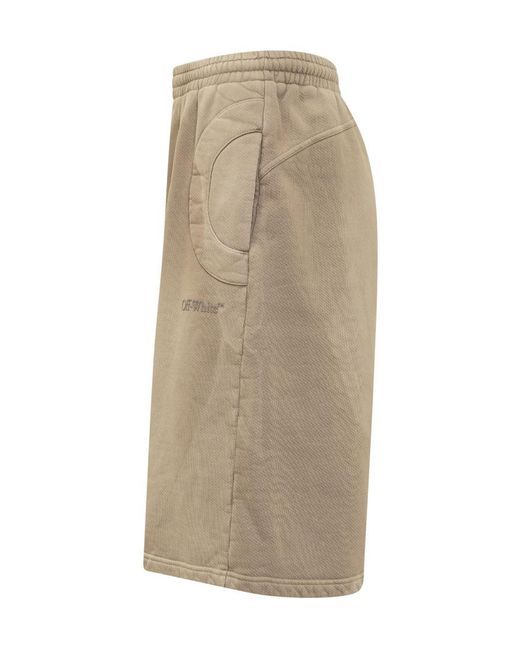 Off-White c/o Virgil Abloh Natural Logo Detailed High Waist Shorts for men