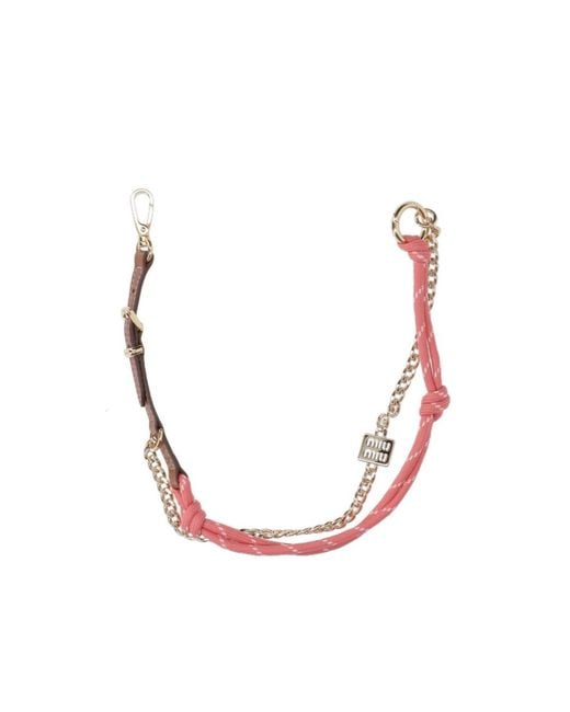 Miu Miu Pink Logo-Engraved Chain-Linked Keyring
