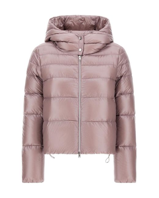 Herno Pink Zip-Up Hooded Puffer Jacket