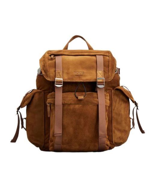 Tod's Brown Logo Debossed Medium Backpack for men