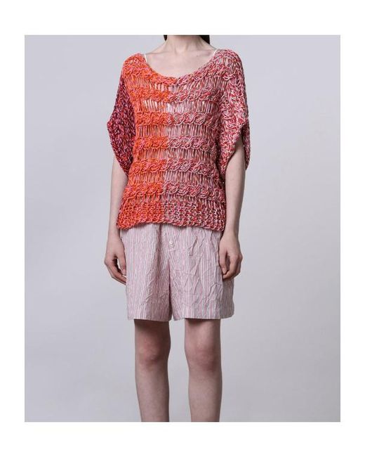 Roberto Collina Red Cable-Knit Top