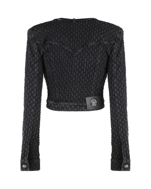 Versace Jeans Black Couture Logo Denim Jacket