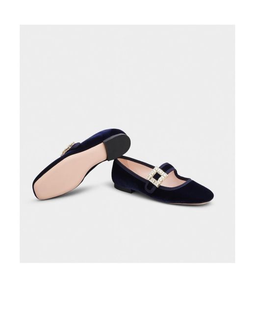 Roger Vivier Blue Tr È S Vivier Drill Button Ballet Shoes