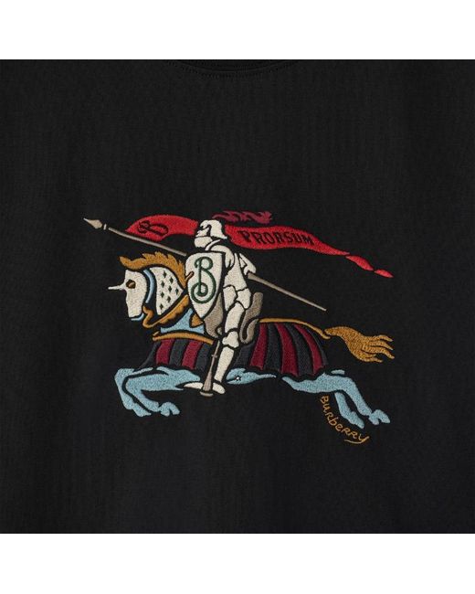 Burberry Black Embroidered Cotton T-Shirt