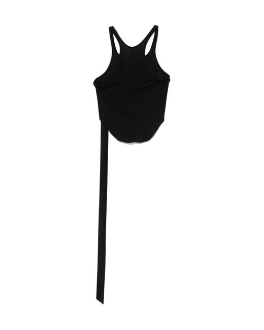 Rick Owens Black Racerback Cropped Tank Top