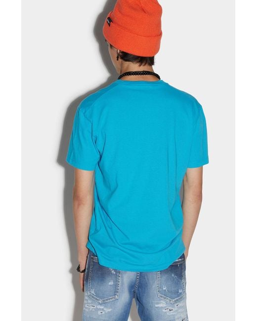 DSquared² Blue Logo Printed Crewneck T-Shirt for men