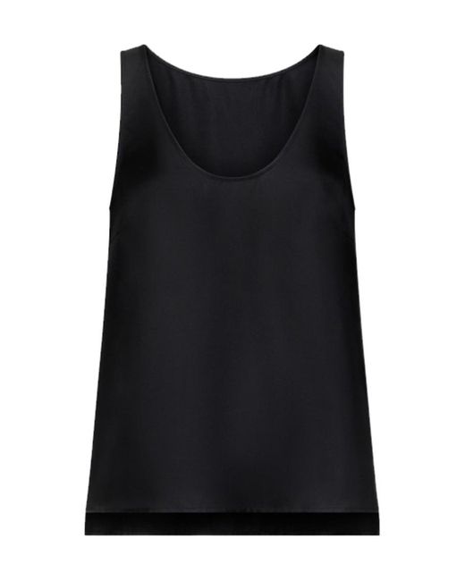 Loulou de Saison Black Gaby Scoop-Neck Silk Top