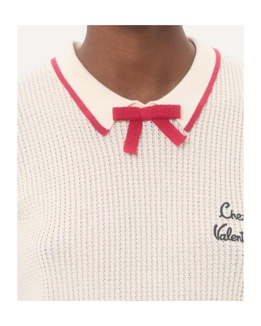 Valentino Pink Bow Collar Ribbed Sweater