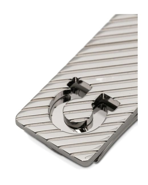 Ferragamo White Gancini-Logo Striped Tie Clip for men