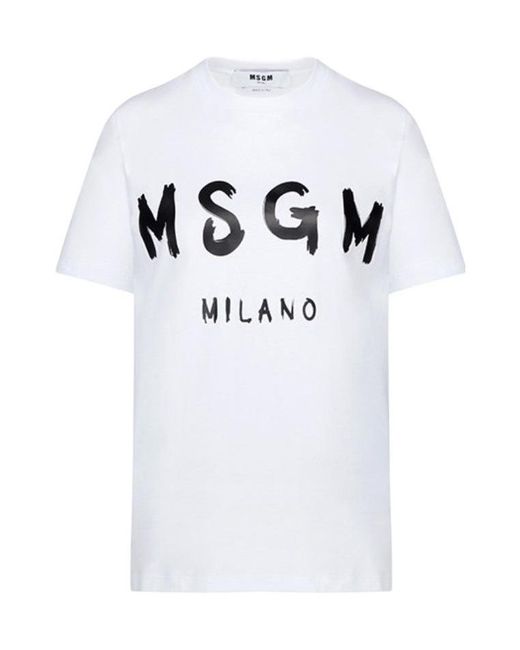 MSGM White Logo Details T-Shirt