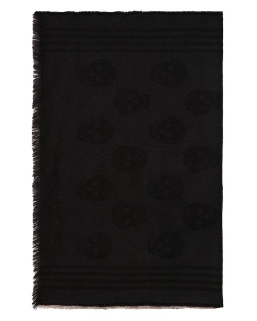 Alexander McQueen Black Skull Printed Scarf