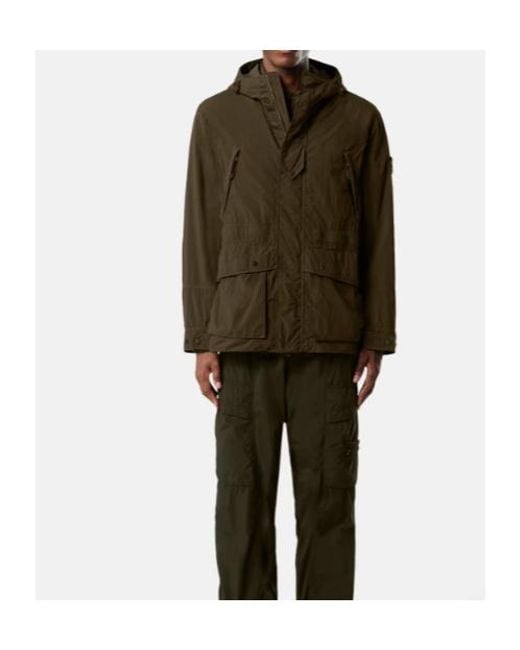 Stone Island Green Short Parka With Anti-Drop Finish for men