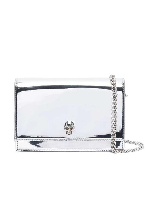 Alexander McQueen Skull-Appliqué Metallic Shoulder Bag
